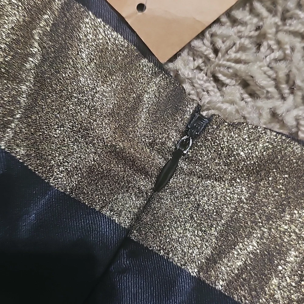 NWT Cremieux Cocktail Dress Striped Bronze Glitter Sleeveless Fit & Flare 12 - Picture 7 of 8